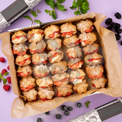 Профитроли с маскарпоне и ягодами