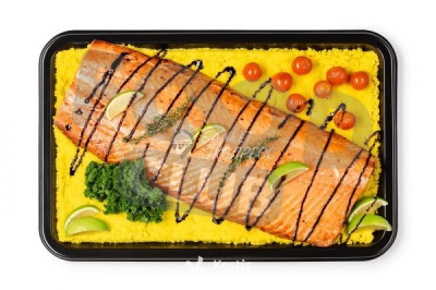 Семга на кукурузной поленте