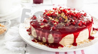 Блинный торт пьяная клюква