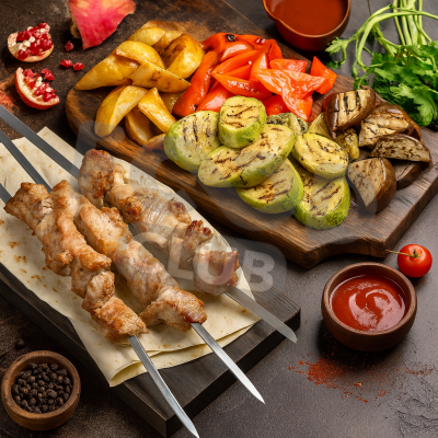 Шашлык из свинины с овощами гриль
