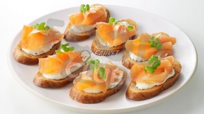 Брускетта с семгой и сырным муссом 5 шт