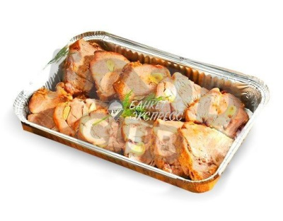 Буженина из свинины с картофелем по-деревенски, овощами гриль в сливочно-грибном соусе