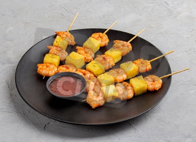 Креветка в кисло-сладком соусе с ананасом 10 шт.